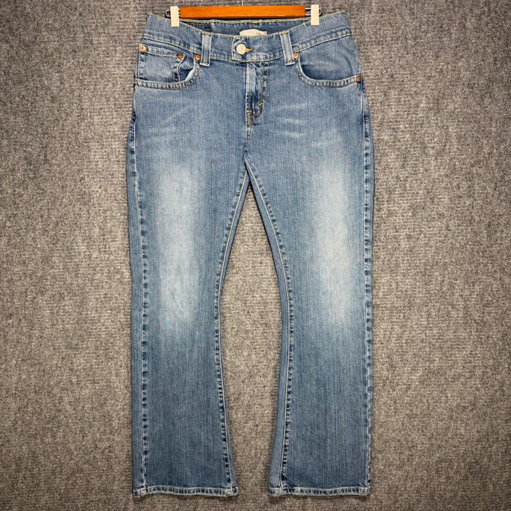 Levis 542 Low Flare Jeans Medium Wash Blue Denim Women 10M Y2K Low Rise 32x30